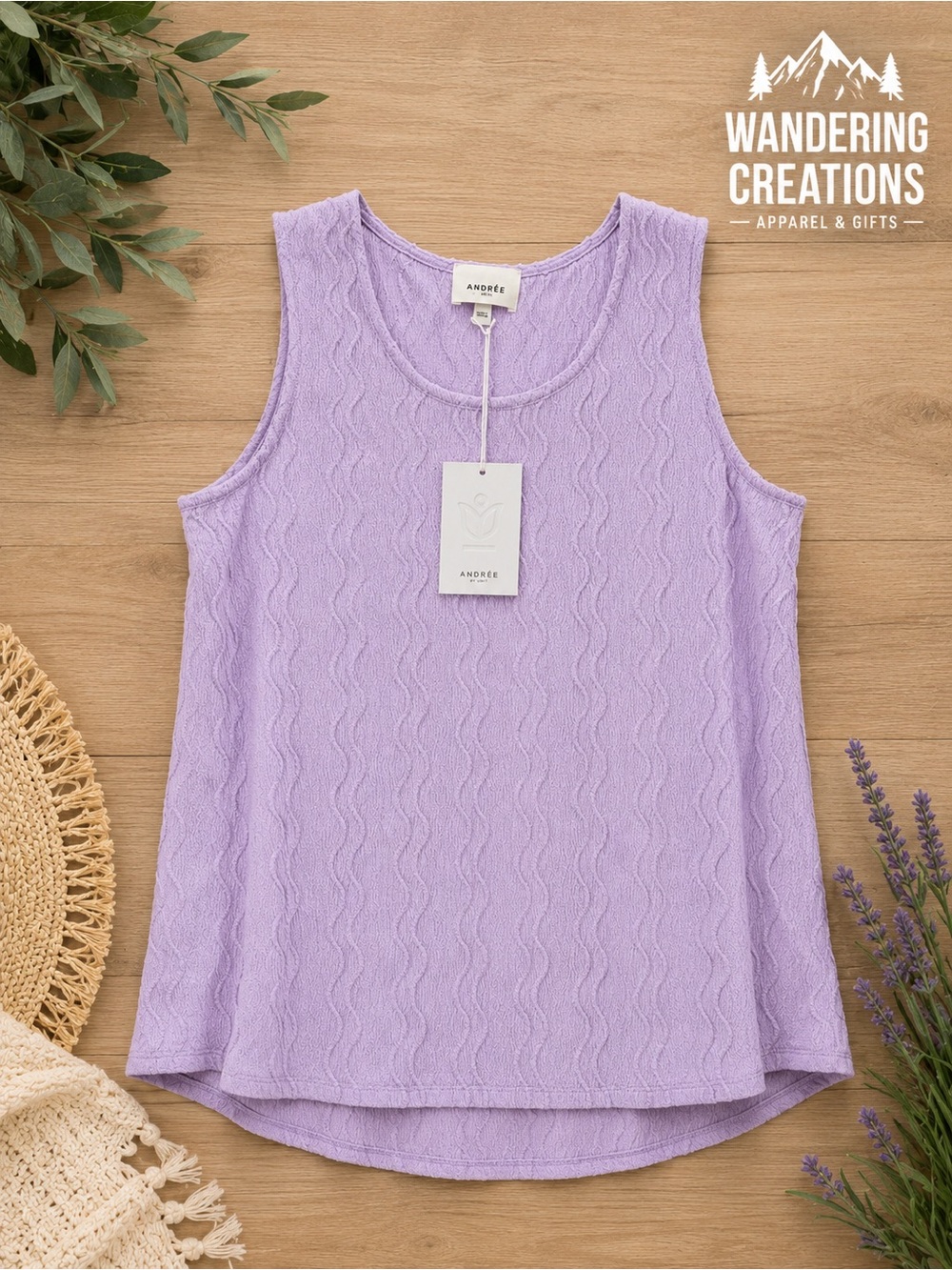 ANDREE BY UNIT Lavender Cable Knit Tank Top